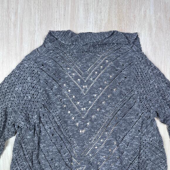 Torrid Gray Pointelle Cardigan Curved Hem Open Front Cardigan Sweater Plus 3X - Picture 7 of 14